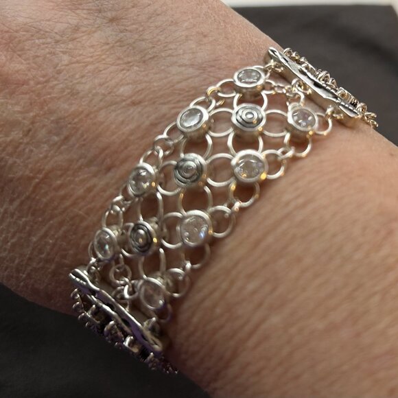 Silpada B2711 Sterling Silver & Cubic Zirconia Cavalier Chain Bracelet - Picture 4 of 5